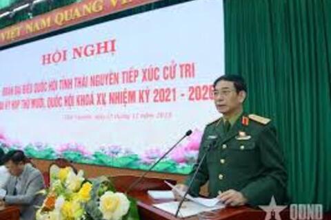 Đại tướng Phan Văn Giang tiếp xúc cử tri tại tỉnh Thái Nguyên