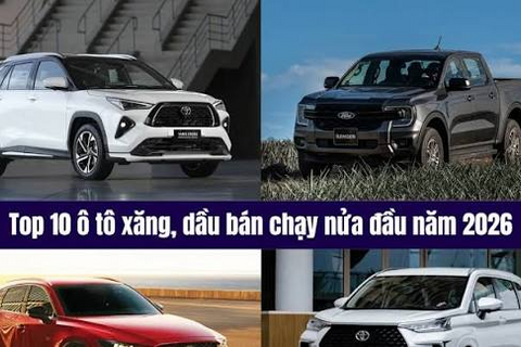 Top 10 ô tô xăng, dầu bán chạy nhất Việt Nam nửa đầu năm 2026