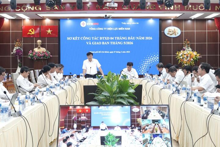 EVNSPC sơ kết công tác đầu tư xây dựng 4 tháng đầu năm và giao ban tháng 5/2026