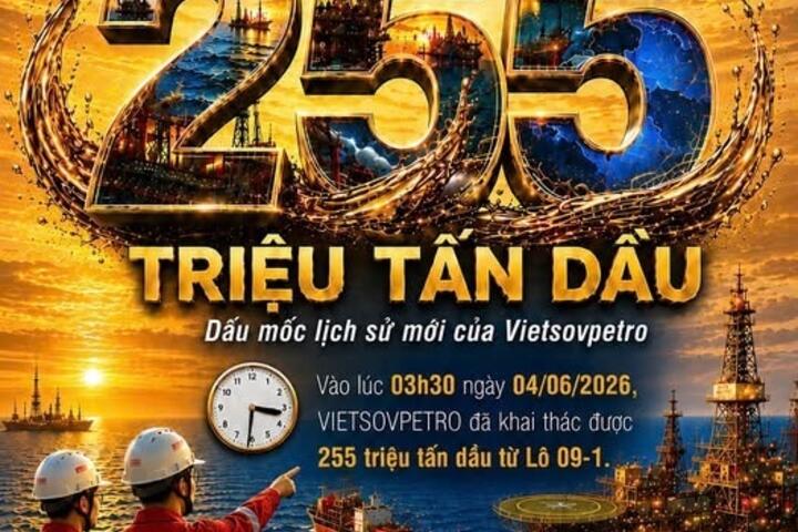 Vietsovpetro đạt mốc khai thác 255 triệu tấn dầu: Dấu son mới trên hành trình chinh phục biển khơi