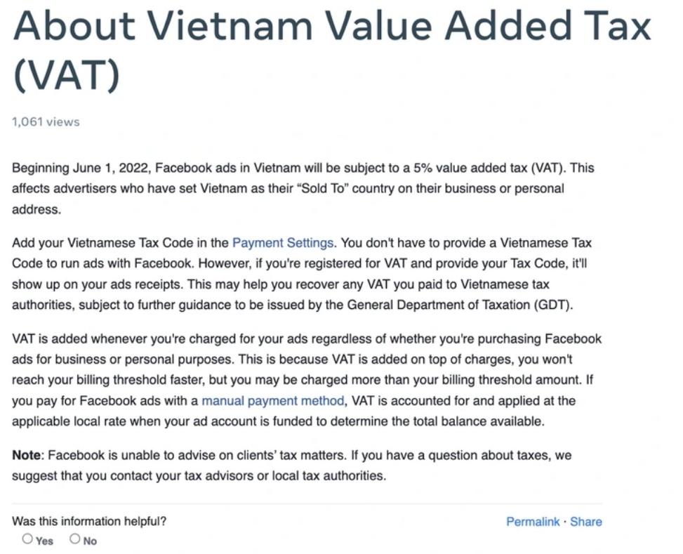 Từ 1/6, quảng cáo Facebook sẽ phải chịu thêm 5% thuế VAT - Ảnh 1