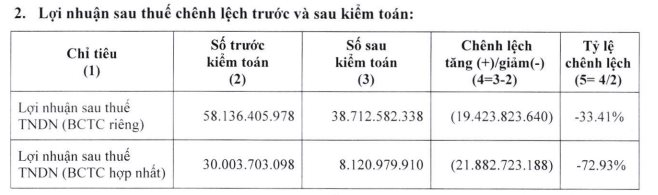 Lợi nhuận của một doanh nghiệp bất động sản “bốc hơi” 73% sau kiểm toán - Ảnh 1.