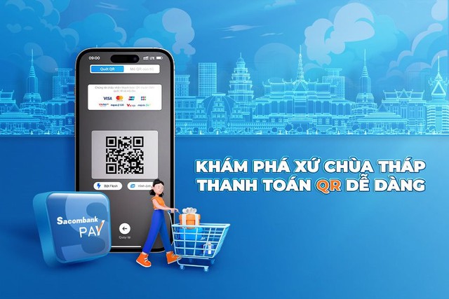 Sacombank kết nối thanh toán bằng mã QR xuyên biên giới tại Campuchia