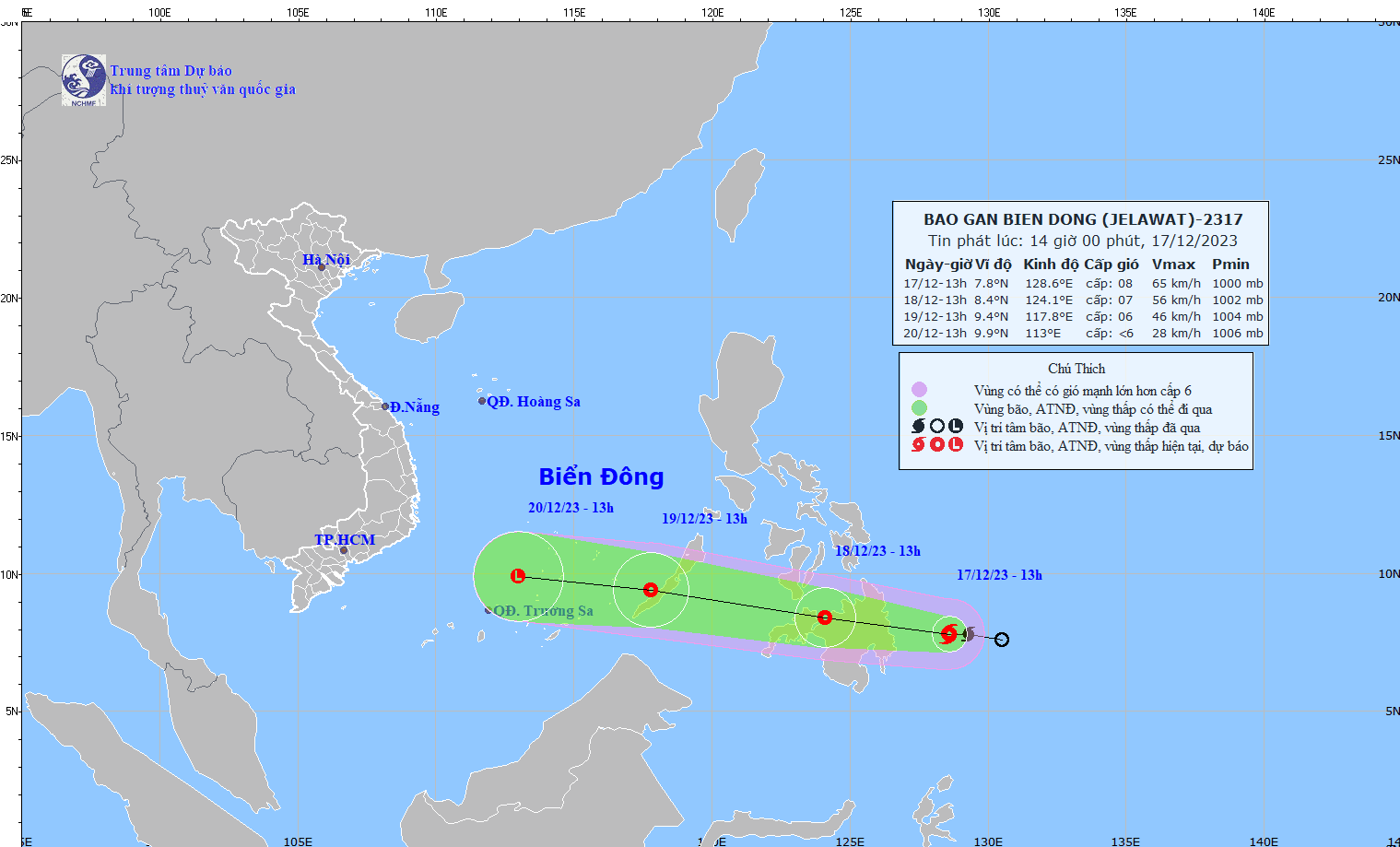 Bão Jelawat đang đi vào biển Đông