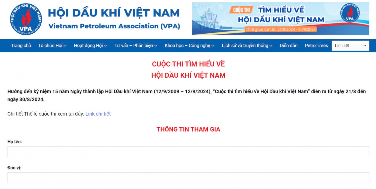 Cuộc thi tìm hiểu về Hội Dầu khí Việt Nam chính thức bắt đầu