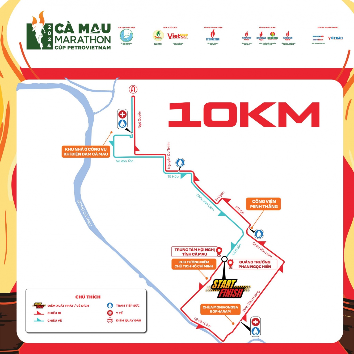 Bản đồ GPX chính thức của giải Marathon - Cà Mau 2024 Cúp Petrovietnam
