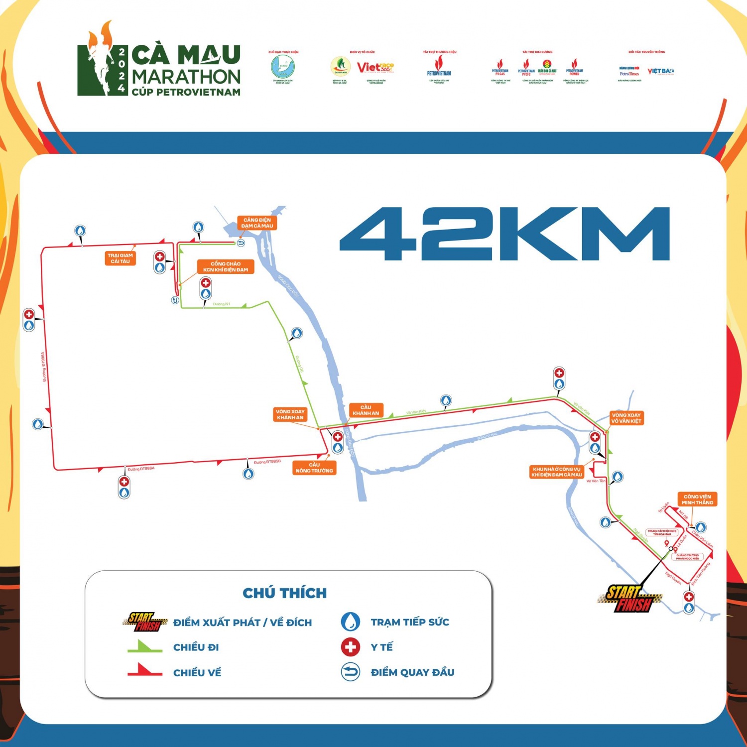 Bản đồ GPX chính thức của giải Marathon - Cà Mau 2024 Cúp Petrovietnam