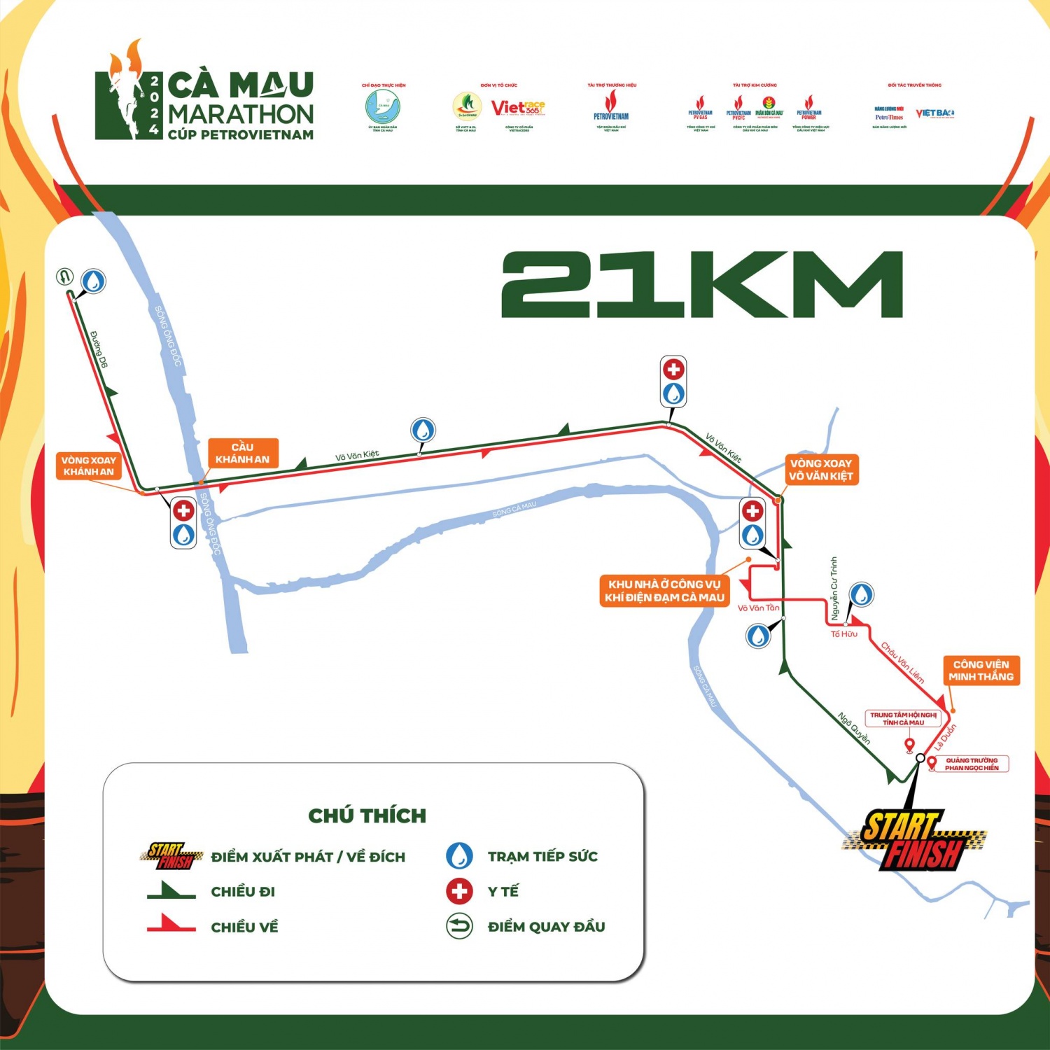 Bản đồ GPX chính thức của giải Marathon - Cà Mau 2024 Cúp Petrovietnam