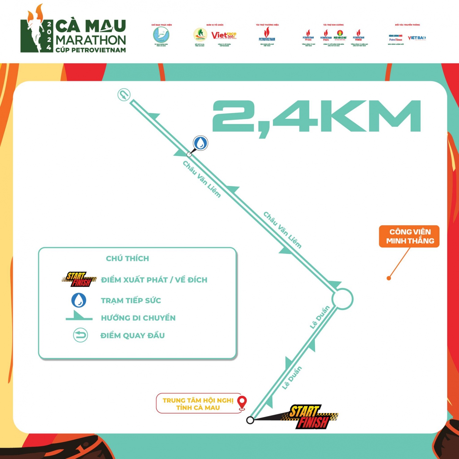 Bản đồ GPX chính thức của giải Marathon - Cà Mau 2024 Cúp Petrovietnam