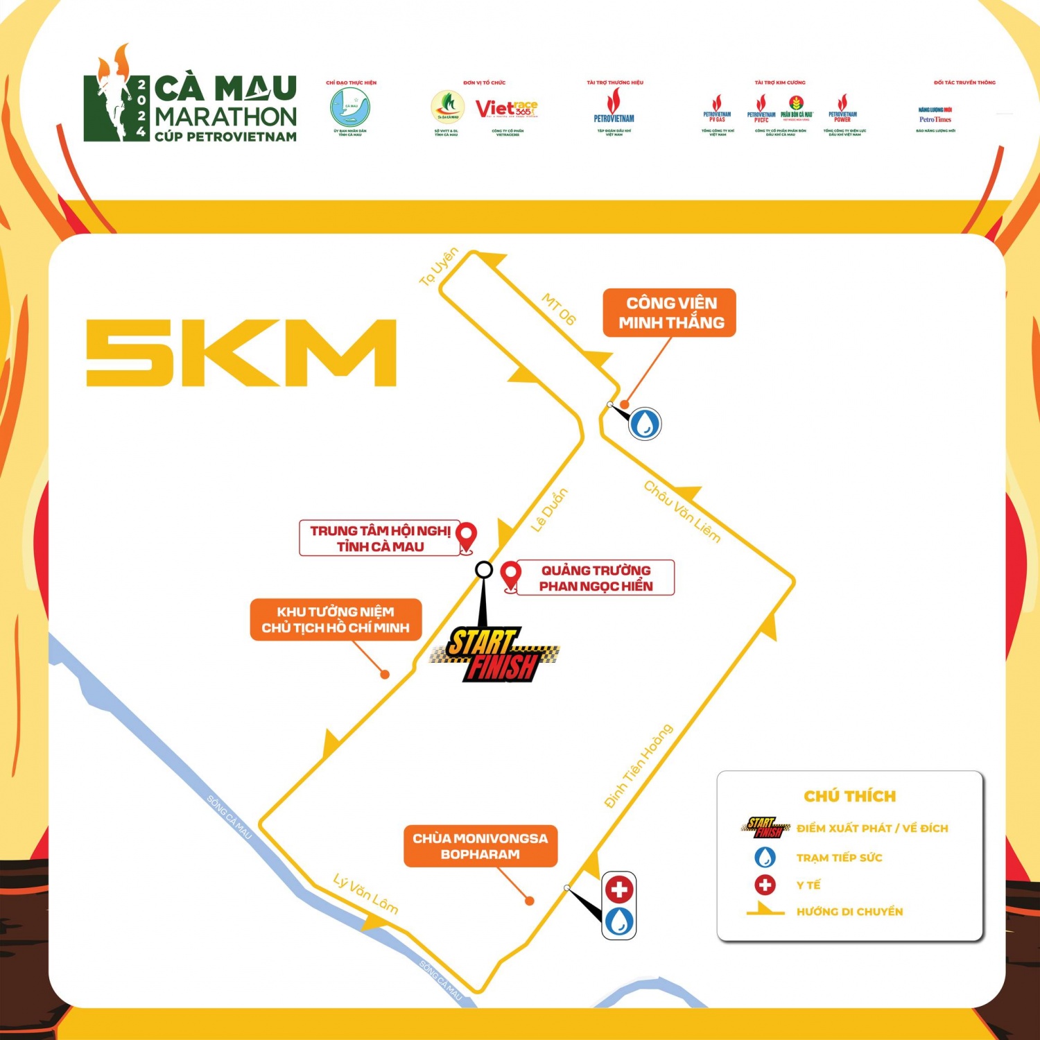 Bản đồ GPX chính thức của giải Marathon - Cà Mau 2024 Cúp Petrovietnam