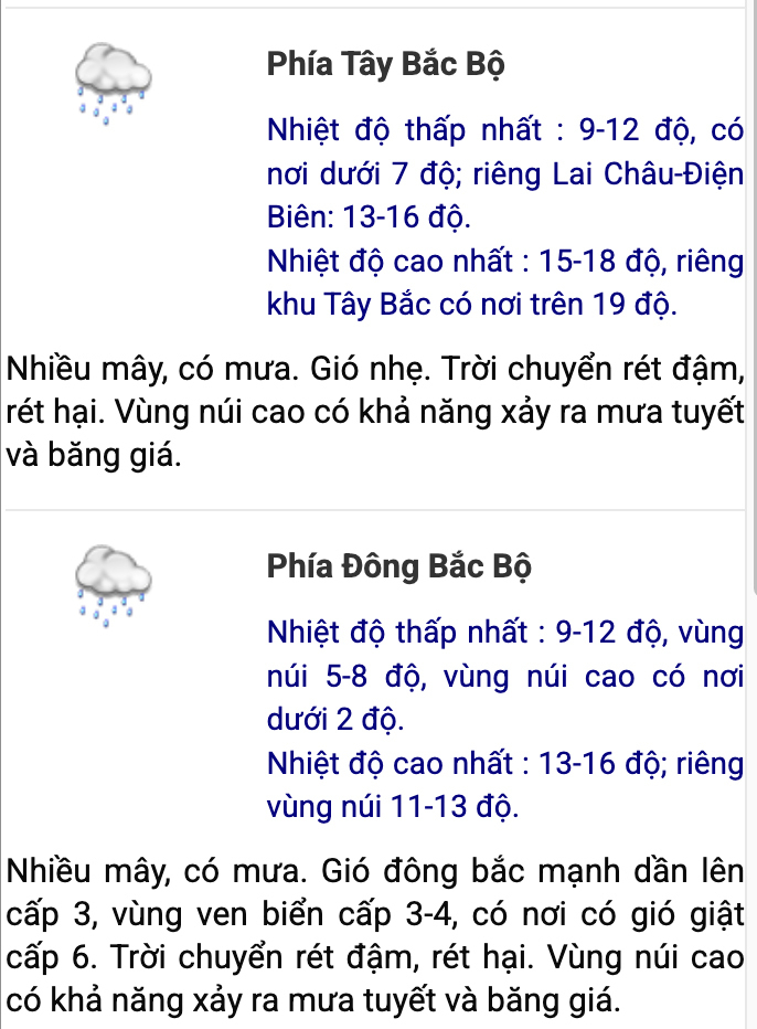 Dự báo thời tiết 10 ngày tới: Bắc Bộ chìm trong giá rét, khả năng có mưa tuyết- Ảnh 2.