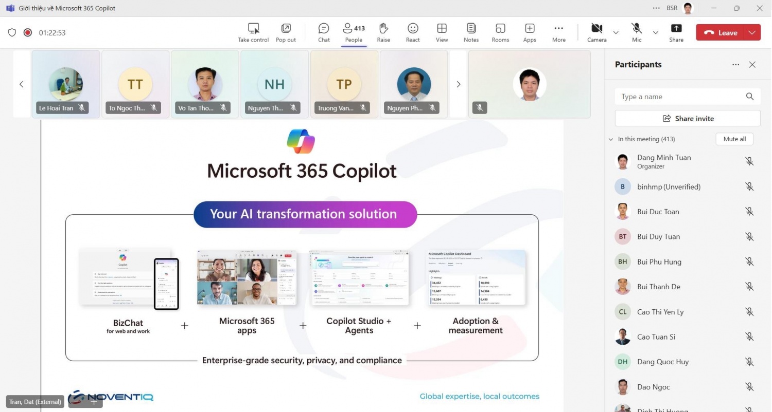 Chương trình đào tạo sử dụng hiệu quả các công cụ làm việc của Microsoft cho CBCNV Công ty BSR được tổ chức trực tuyến với sự tham gia của gần 600 CBCNV.