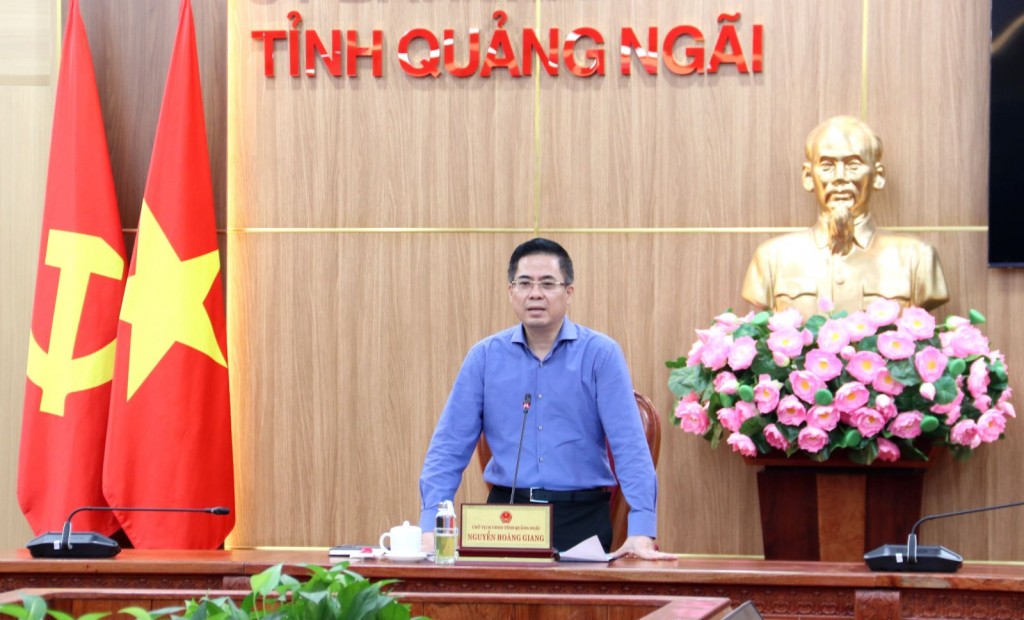 Chủ tịch UBND tỉnh Quảng Ngãi  Nguyễn Hoàng Giang phát biểu kết luận cuộc họp (Ảnh: quangngai.gov.vn)