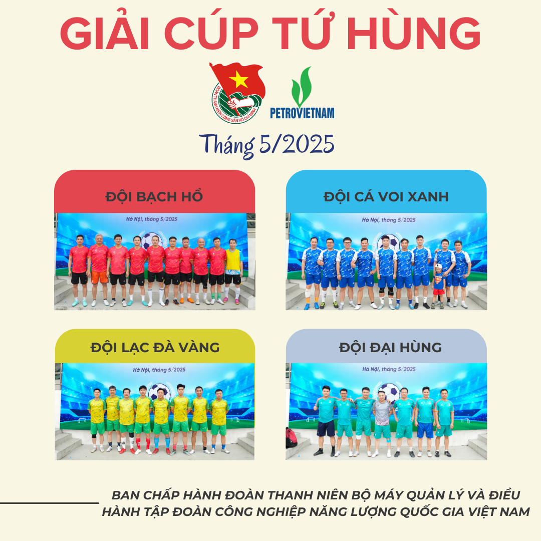 Sôi nổi Giải bóng đá Cúp Tứ Hùng do Đoàn Thanh niên BMQL&ĐH Petrovietnam tổ chức Sôi nổi Giải bóng đá Cúp Tứ Hùng do Đoàn Thanh niên BMQL&ĐH Petrovietnam tổ chức
