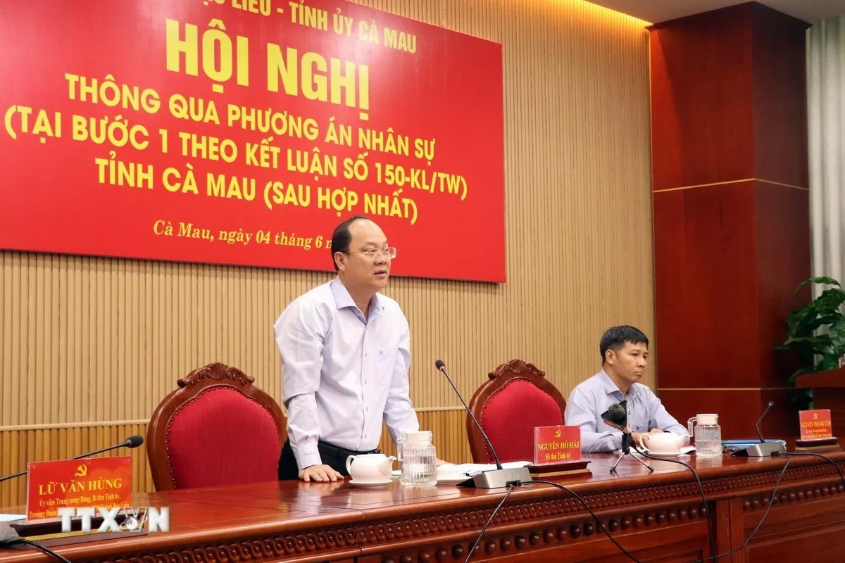Ông Nguyễn Hồ Hải, Bí thư Tỉnh ủy Cà Mau phát biểu. (Ảnh: Kim Há/TTXVN)