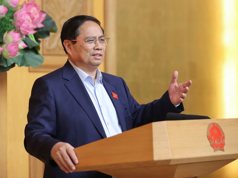 Thủ tướng Phạm Minh Chính cho rằng, Triển lãm phải khắc họa được quá trình bảo vệ và xây dựng đất nước trong 80 năm. Ảnh: VGP/Nhật Bắc