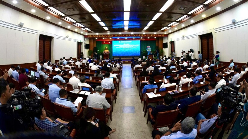 Quang cảnh Hội nghị công bố Đồ án điều chỉnh quy hoạch chung TP. Hồ Chí Minh đến năm 2040, tầm nhìn đến năm 2060. Ảnh: Hoàng Hùng.