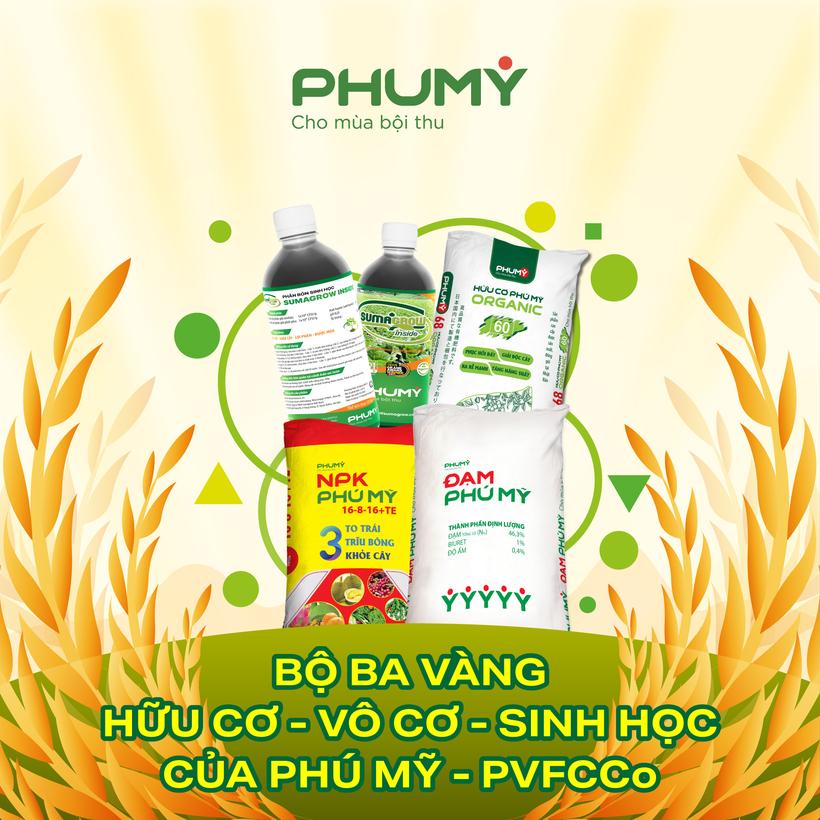 Hữu cơ Phú Mỹ tạo nên bộ ba vàng (vô cơ - hữu cơ - sinh học) (Ảnh: Phú Mỹ - PVFCCo)