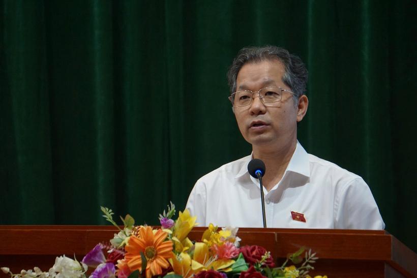Bí thư Thành ủy Đà Nẵng kêu gọi sự đồng thuận, đồng hành của cử tri thành phố trong thực hiện các chủ trương lớn tại thành phố. Ảnh: Vũ Lê