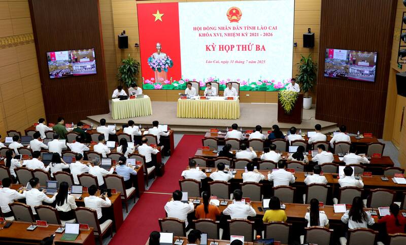Toàn cảnh Kỳ họp thứ 3 - HĐND tỉnh Lào Cai khóa XVI. Ảnh: Laocai.gov.vn