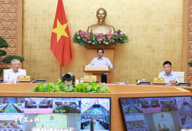 Thủ tướng Phạm Minh Chính chủ trì Phiên họp Chính phủ thường kỳ tháng 7/2025. Ảnh: TTXVN