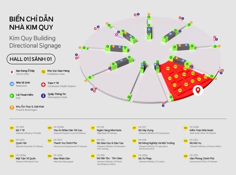 Sảnh 1 với chủ đề Kiến tạo và Phát triển. Sảnh 1 với chủ đề Kiến tạo và Phát triển.