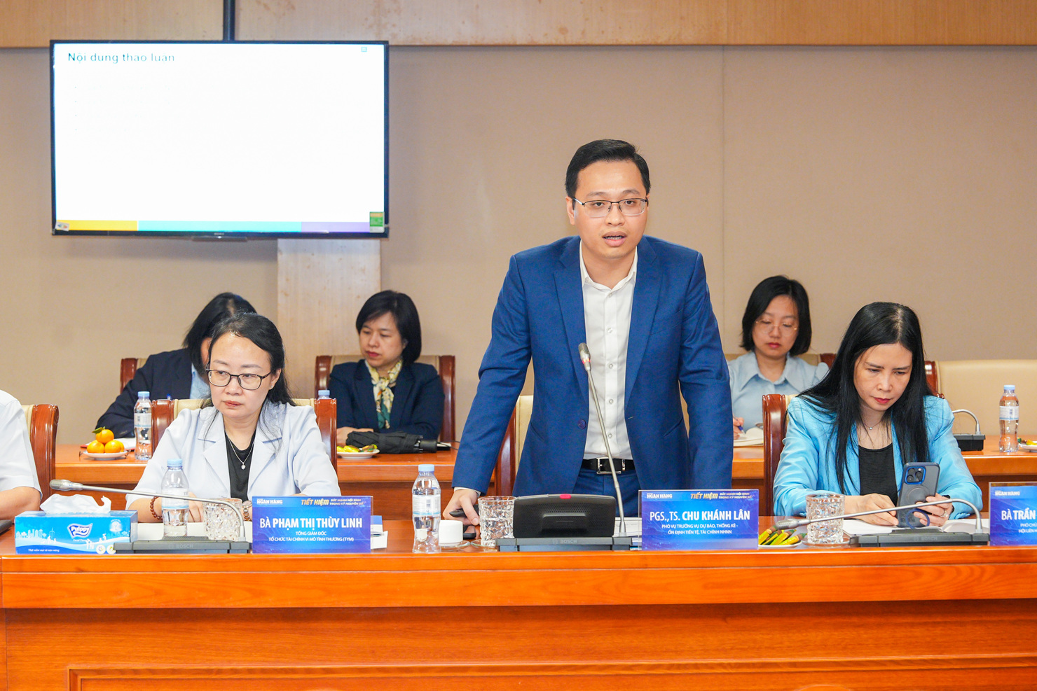 PGS.TS. Chu Khánh Lân - Phó Vụ trưởng Vụ Dự báo thống kê - Ổn định tiền tệ, tài chính (NHNN) phát biểu.