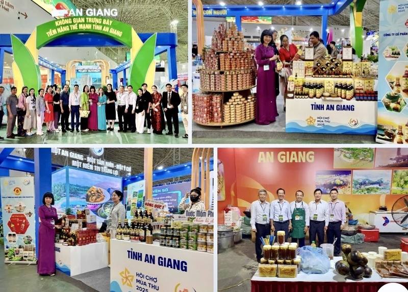 Các gian hàng sản phẩm OCOP tỉnh An Giang được trưng bày tại Hội chợ Mùa Thu lần thứ nhất - 2025