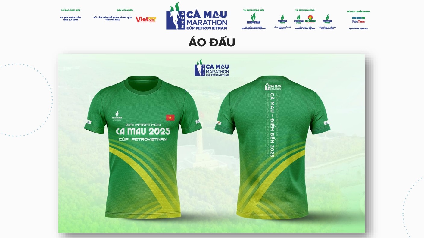 Bộ Race Kit của giải Marathon Cà Mau 2025 - Cup Petrovietnam: Sắc màu năng lượng từ Đất Mũi