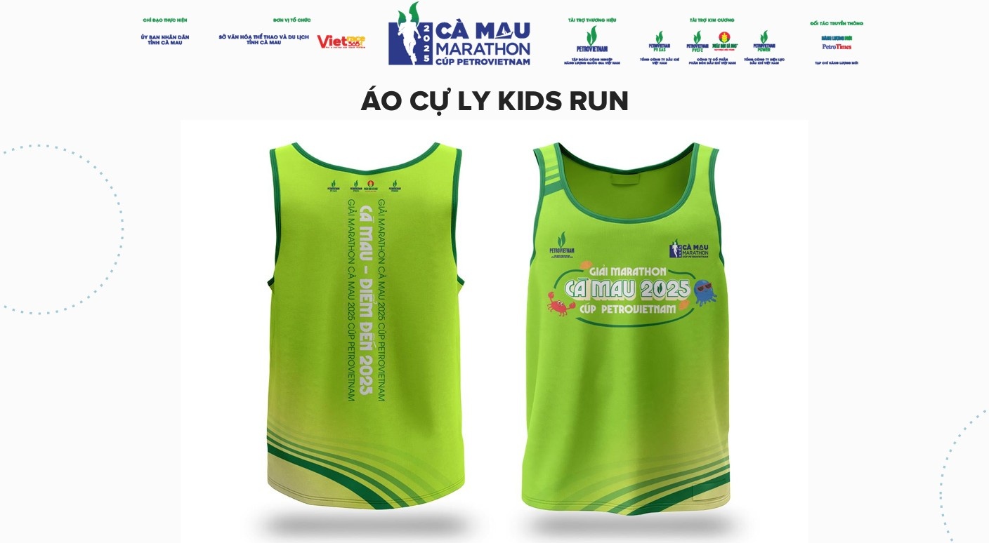 Bộ Race Kit của giải Marathon Cà Mau 2025 - Cup Petrovietnam: Sắc màu năng lượng từ Đất Mũi