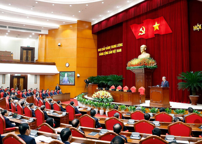 Tổng Bí thư Tô Lâm phát biểu bế mạc Hội nghị lần thứ 14 Ban Chấp hành Trung ương Đảng khóa XIII. Ảnh: Thống Nhất/TTXVN