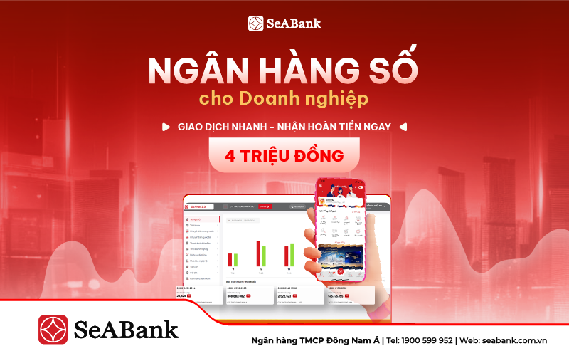 Giao dịch eBank, nhận hoàn tiền đến 4 triệu đồng. Ảnh: SeABank