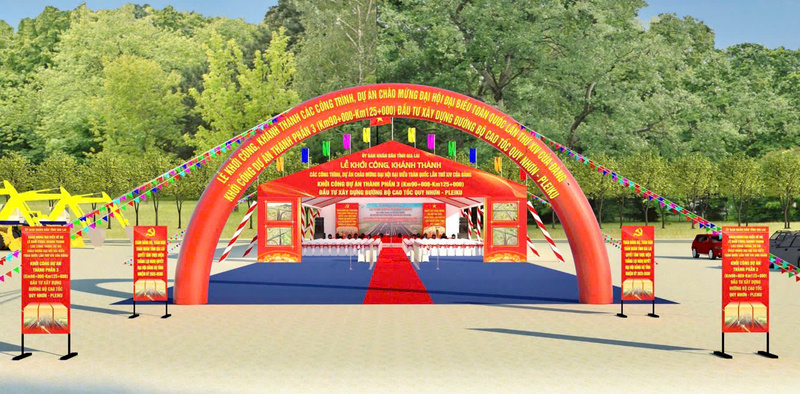 Lễ Khởi công Dự án thành phần 3 tại Km124+500 Dự án Đầu tư xây dựng đường bộ cao tốc Quy Nhơn - Pleiku diễn ra tại phường Hội Phú (tỉnh Gia Lai).