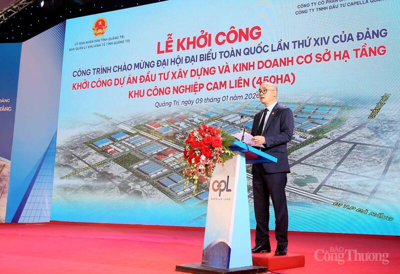 Ông Bùi Đình Chiên - Tổng giám đốc Công ty Cổ phần Bất động sản Capella Land phát biểu tại lễ khởi công.