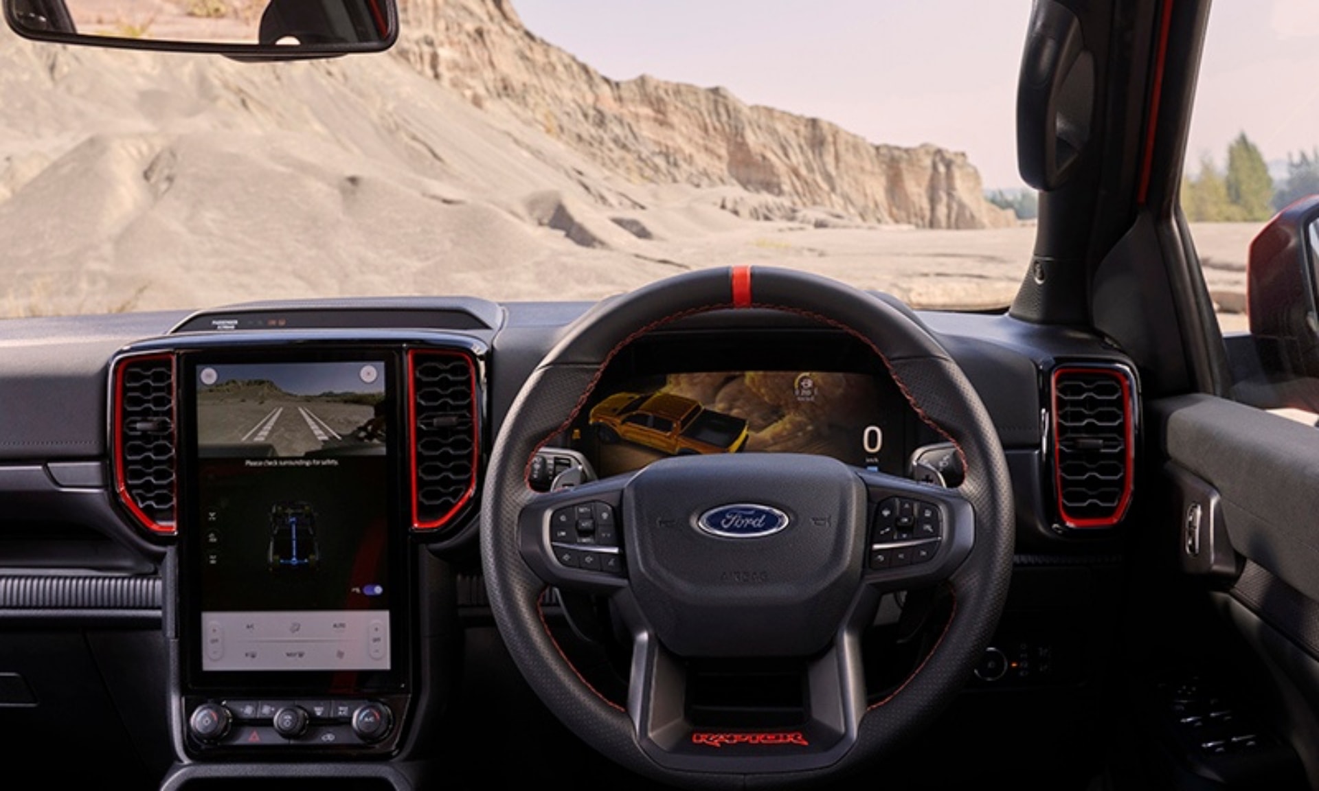 Thiết kế khoang lái Ford Ranger Raptor máy xăng tại Thái Lan với vô-lăng bên phải - Ảnh: Ford