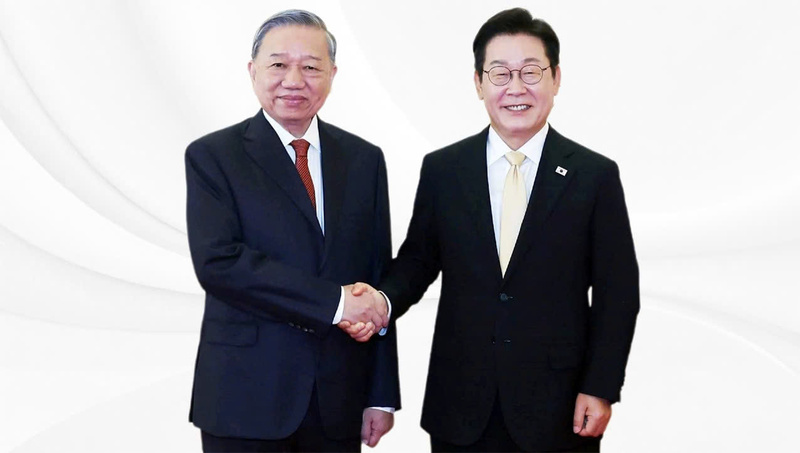 Tổng Bí thư Tô Lâm và Tổng thống Lee Jae Myung trong chuyến thăm Hàn Quốc  tháng 8/2025 - Ảnh: Nguyễn Hồng/Báo Thế giới và Việt Nam