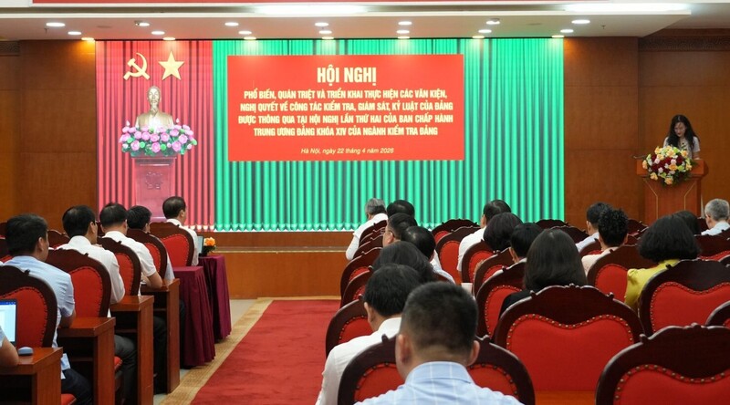 Hội nghị tại điểm cầu Ủy ban Kiểm tra Trung ương. Ảnh: Thu Hà