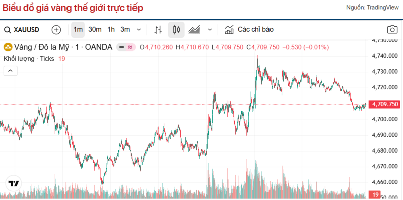 Diễn biến giá vàng thế giới trong 24h qua.
