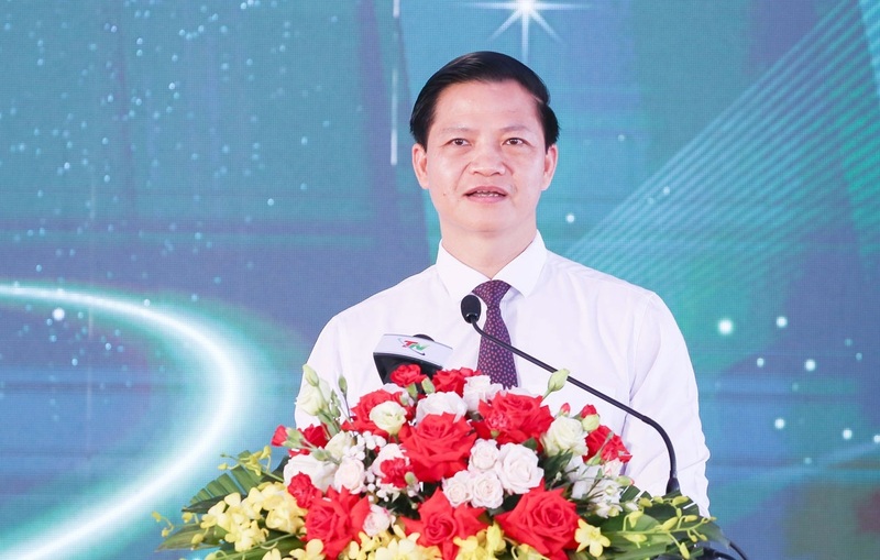 Ông Vương Quốc Tuấn, Chủ tịch UBND tỉnh Thái Nguyên phát biểu tại lễ khởi công. Ảnh: TN