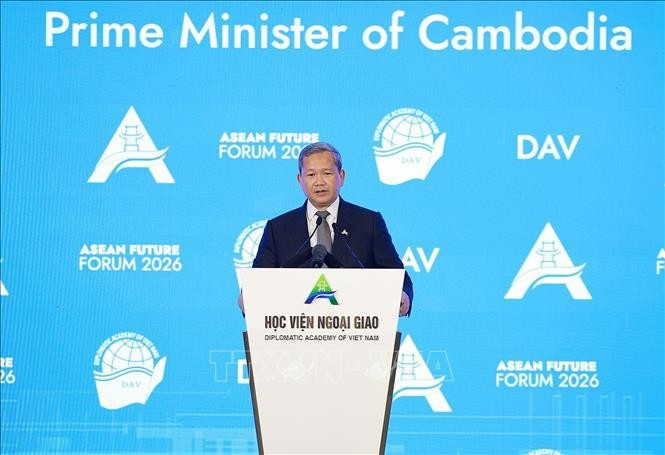 Thủ tướng Campuchia Hun Manet phát biểu tại Phiên khai mạc Diễn đàn Tương lai ASEAN lần thứ ba. Ảnh: Dương Giang/TTXVN. 99.jpg