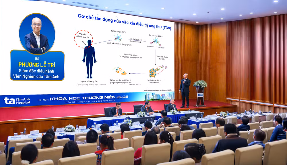 BS Phương Lễ Trí, Giám đốc Điều hành Viện Nghiên cứu Tâm Anh, chia sẻ về hiện trạng ung thư tại Việt Nam và tiềm năng của vắc xin điều trị ung thư tại Hệ thống Bệnh viện Đa khoa Tâm Anh. Ảnh: Viện Nghiên cứu Tâm Anh BS Phương Lễ Trí, Giám đốc Điều hành Viện Nghiên cứu Tâm Anh, chia sẻ về hiện trạng ung thư tại Việt Nam và tiềm năng của vắc xin điều trị ung thư tại Hệ thống Bệnh viện Đa khoa Tâm Anh. Ảnh: Viện Nghiên cứu Tâm Anh