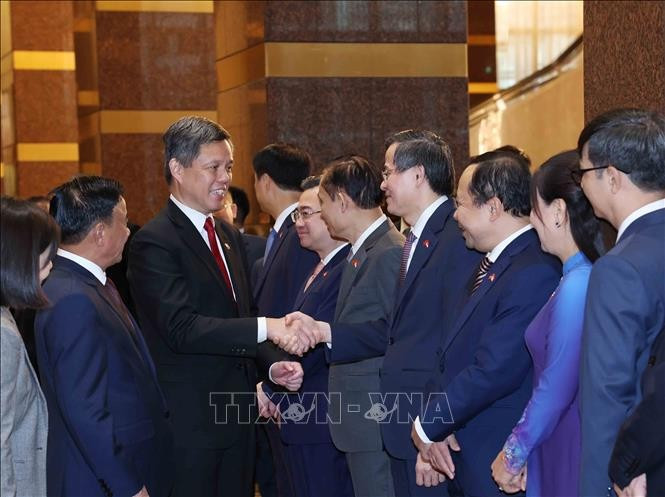 Thường trực Ban Bí thư Trần Cẩm Tú giới thiệu thành viên đoàn cấp cao Việt Nam với Phó Tổng Thư ký Đảng Hành động Nhân dân Singapore, Bộ trưởng Bộ Quốc phòng kiêm Bộ trưởng Điều phối dịch vụ công Chan Chun Sing. Ảnh: Phương Hoa/TTXVN Thường trực Ban Bí thư Trần Cẩm Tú giới thiệu thành viên đoàn cấp cao Việt Nam với Phó Tổng Thư ký Đảng Hành động Nhân dân Singapore, Bộ trưởng Bộ Quốc phòng kiêm Bộ trưởng Điều phối dịch vụ công Chan Chun Sing. Ảnh: Phương Hoa/TTXVN