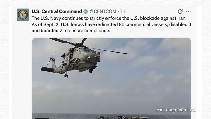 Bộ Tư lệnh Trung ương Mỹ (CENTCOM) viết trên nền tảng X.
