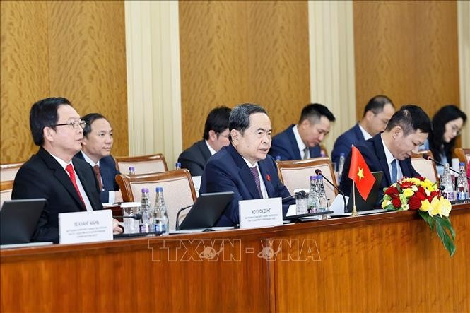 Chủ tịch Quốc hội Trần Thanh Mẫn phát biểu tại hội đàm. Ảnh: Doãn Tấn/TTXVN Chủ tịch Quốc hội Trần Thanh Mẫn phát biểu tại hội đàm. Ảnh: Doãn Tấn/TTXVN