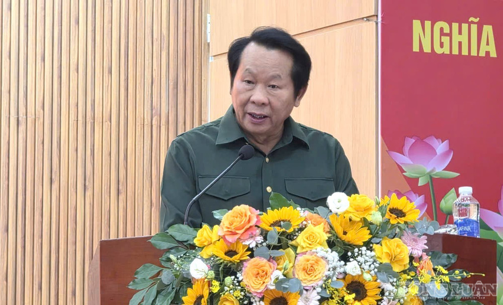 Chủ tịch Trung ương Hội Cựu TNXP Việt Nam Thân Đức Nam phát biểu tại Đại hội. Ảnh: Thanh Hải clo_br_tnxp9.jpg