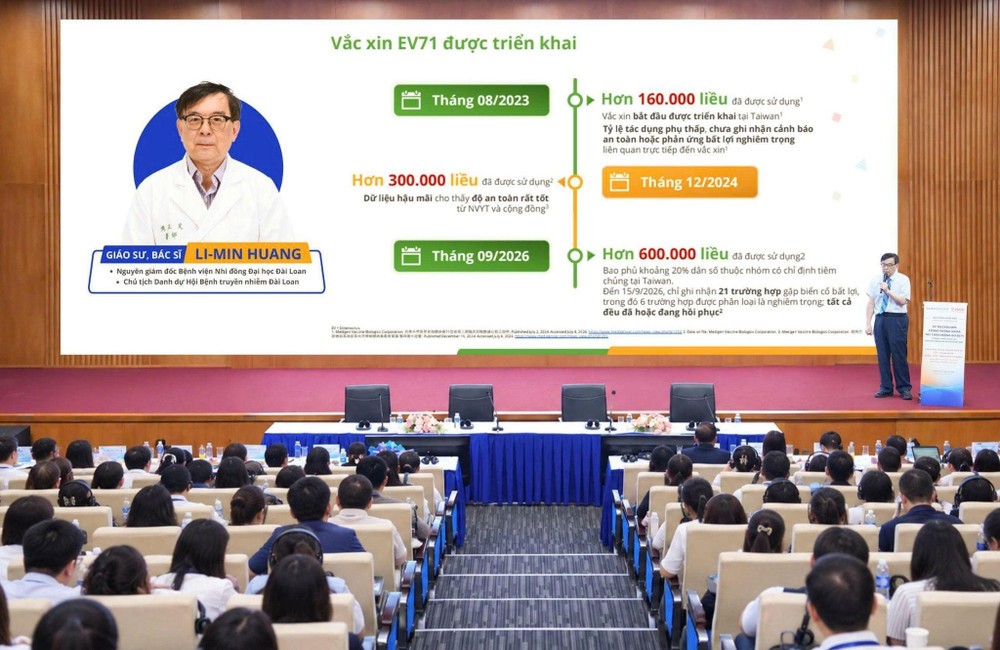 GS.BS Li-Min Huang chia sẻ, hiệu quả triển khai thực tế 600.000 liều vắc xin ở nơi có điều kiện dịch tễ tương đồng Việt Nam chưa ghi nhận ca bệnh nặng do EV71 trong các năm 2024, 2025 và 2026. Ảnh: Mộc Thảo word-i3rgq3.jpg