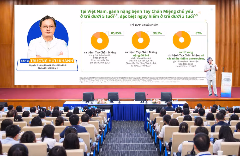 Theo BS Trương Hữu Khanh, tay chân miệng là bệnh truyền nhiễm lây lan nhanh, có thể diễn tiến nặng, gây biến chứng nguy hiểm, thậm chí đe dọa tính mạng trẻ. Ảnh: Mộc Thảo. Theo BS Trương Hữu Khanh, tay chân miệng là bệnh truyền nhiễm lây lan nhanh, có thể diễn tiến nặng, gây biến chứng nguy hiểm, thậm chí đe dọa tính mạng trẻ. Ảnh: Mộc Thảo.