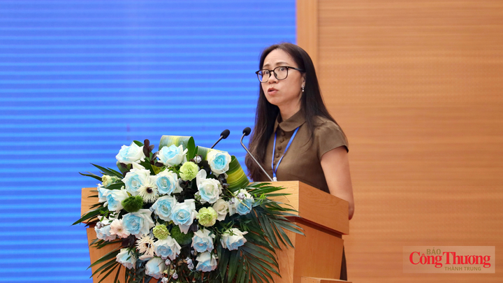 Bà Nguyễn Thị Xuân Thúy - Trường Đại học Kinh tế, Đại học Quốc gia Hà Nội, chuyên gia tư vấn chính sách công nghiệp phát biểu tại hội thảo.