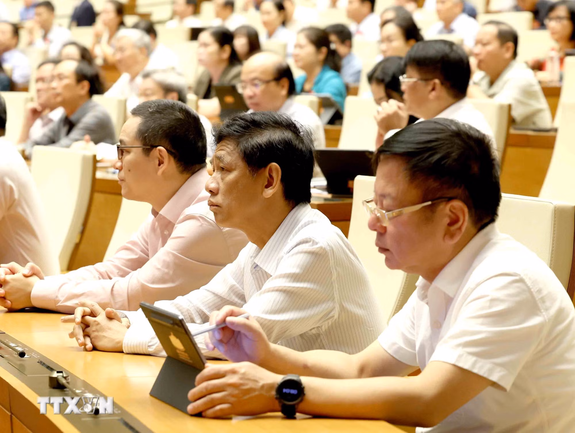 Các đại biểu dự hội nghị tại điểm cầu Trung tâm - Phòng họp Diên Hồng, Nhà Quốc hội (Hà Nội). (Ảnh: Phương Hoa/TTXVN) Các đại biểu dự hội nghị tại điểm cầu Trung tâm - Phòng họp Diên Hồng, Nhà Quốc hội (Hà Nội). (Ảnh: Phương Hoa/TTXVN)